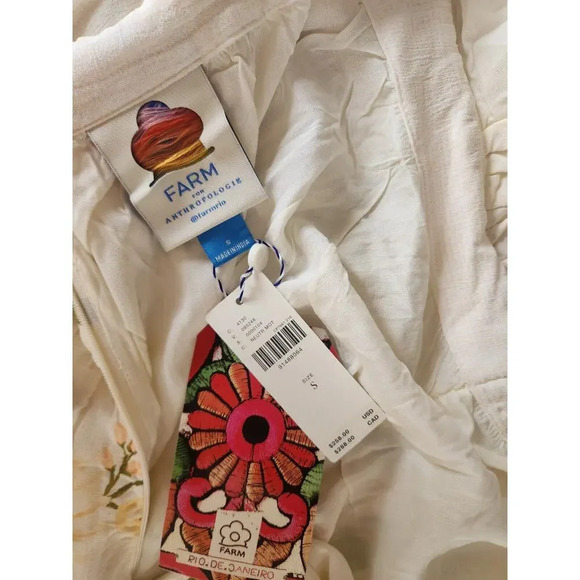 NWT Farm Rio Anthropologie V-Neck Floral Chiffon Maxi Dress Sz S Neutral #9J408 - Picture 10 of 12